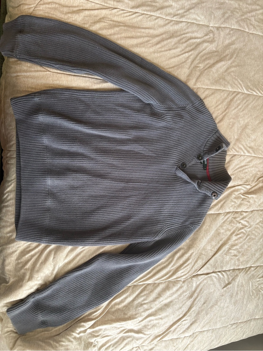 J. Crew Ribbed Button-Neck Turtleneck Sweater - Gray